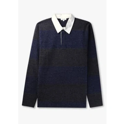 Shop Norse Projects Mens Ruben Brushed Jersey Rugby Ls Polo Shirt In Navy In Blue