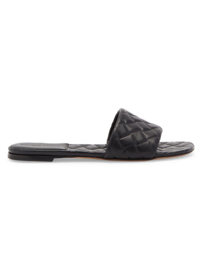 Shop Bottega Veneta Women's Quilted Leather Sandals In Black