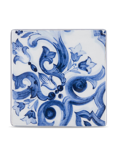 Shop Dolce & Gabbana Blue Mediterraneo Ceramic Coaster
