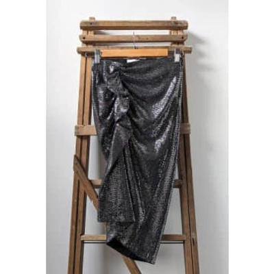 Shop Marant Etoile Dolene Silver Sequin Ruffle Skirt In Metallic
