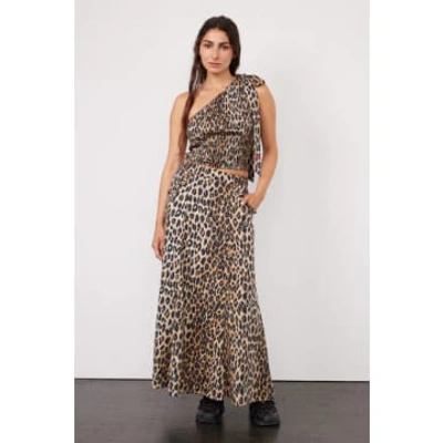 Shop Damson Madder Hyan Midi Skirt In Leopard Print In Animal Print
