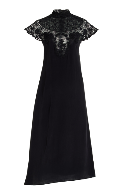 Shop Sea Serita Lace-detailed Midi Dress In Black