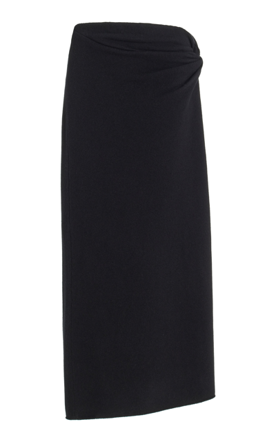 Shop Marina Moscone Twist Wool And Cashmere-blend Midi Skirt In Black