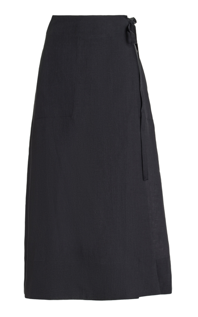 Shop Asceno The Amalfi Linen Skirt In Black