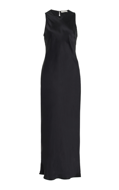Shop Asceno The Valencia Silk Dress In Black