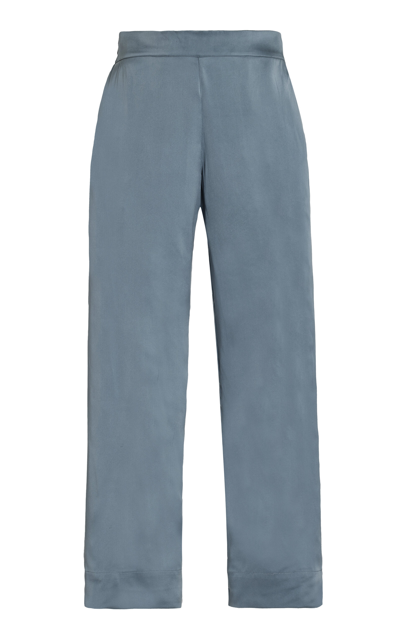 Shop Asceno The London Silk Pj Pants In Blue
