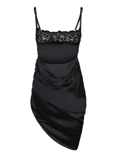 Shop Jacquemus Asymmetric Lingerie Dress In Black