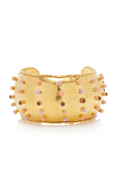 Shop Sylvia Toledano Dune 22k Gold-plated Enamel Cuff In Pink