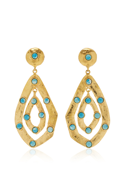 Shop Sylvia Toledano Ava 22k Gold-plated Larimar Earrings In Blue