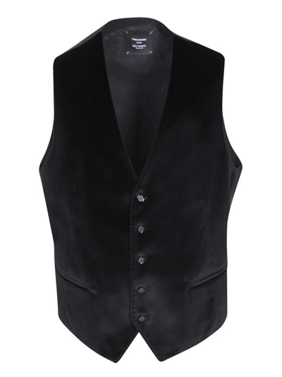Shop Tagliatore Black Velvet Vest