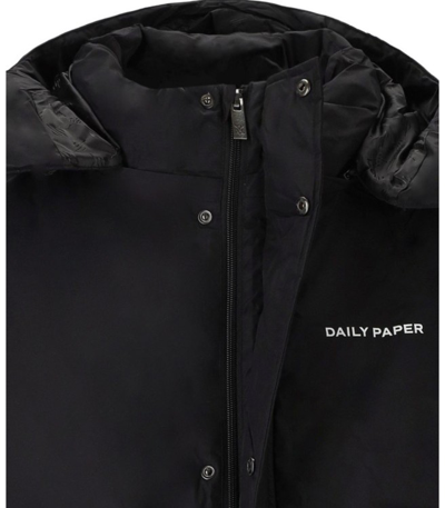 Shop Daily Paper Ruraz Black Hooded Puffer Jacket