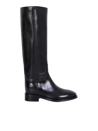 Shop Santoni Leather Boots In Black