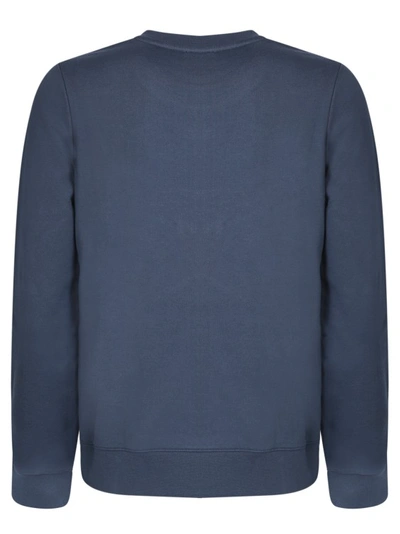 Shop Apc Round Neck Sweatshirt With Printed Logo In Blue