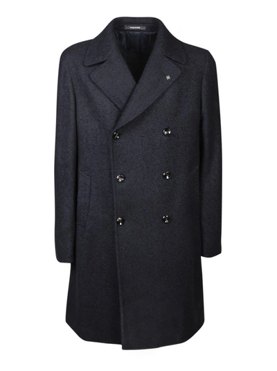 Shop Tagliatore Double-breasted Blue/black Coat