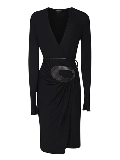 Shop Tom Ford Draped Midi Dress In Black