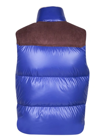 Shop Moncler Velvet Details Vest In Blue