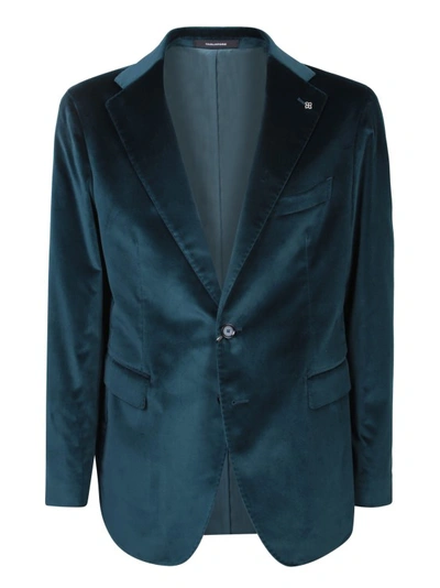 Shop Tagliatore Velvet Teal Jacket In Blue