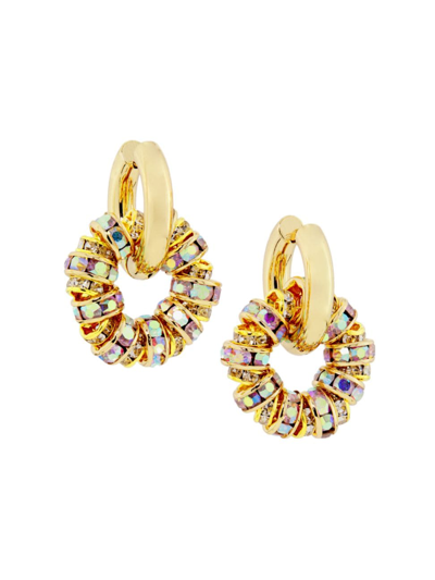 Shop Kenneth Jay Lane Women's Goldtone & Iridescent Crystal Wheel Hoop Earrings