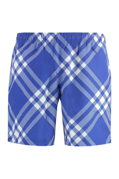 Shop Burberry Printed Swim Shorts In Blue