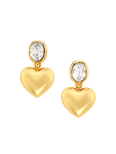 Shop Kenneth Jay Lane Women's Goldtone & Crystal Heart Drop Earrings