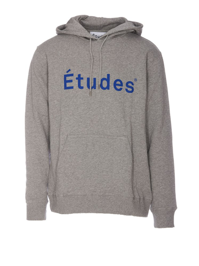 Shop Etudes Studio Etudes Logo Printed Drawstring Hoodie In Grey