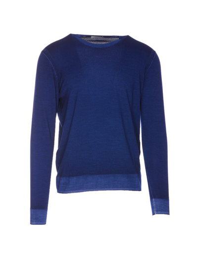 Shop Paolo Pecora Long Sleeved Crewneck Jumper In Blue