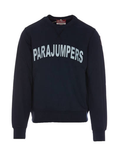 Shop Parajumpers Logo Printed Crewneck Sweatshirt In Blue