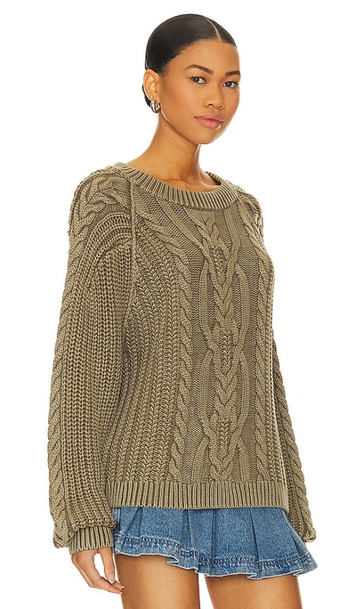 Shop Free People Frankie Cable Sweater In Olive Stone