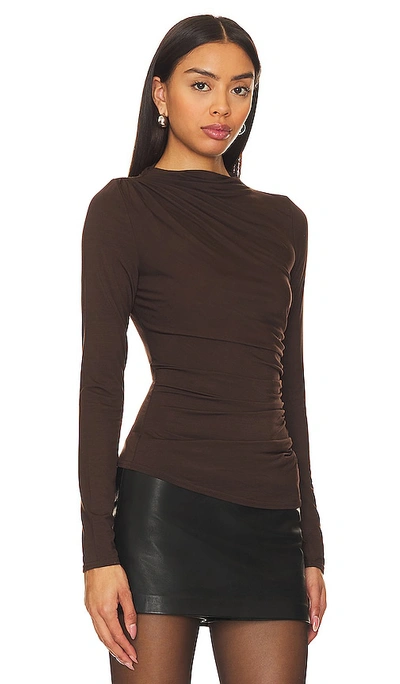 Rails Joelle Ruched Funnel Neck Top In Espresso