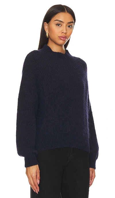 American Vintage East Mock Neck Sweater In Navy Chine