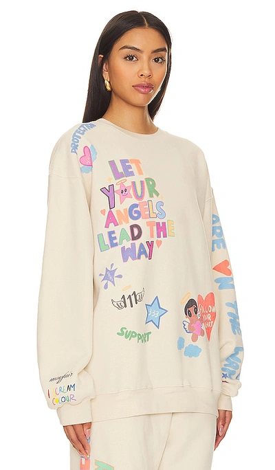 The Mayfair Group Angels All Around You Graphic Sweatshirt In Cream