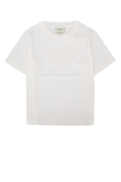 Shop Fendi Kids Jersey Tulle T In White