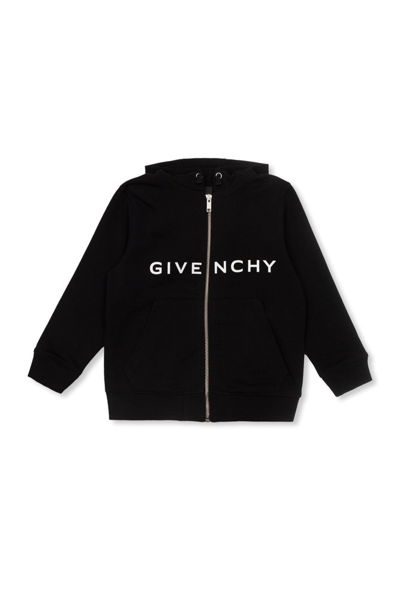 Shop Givenchy Kids 4g Printed Zipped Hoodie In Black