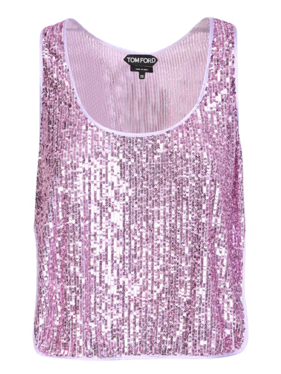 Shop Tom Ford Sequin Embellished Tank Top In Purple