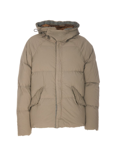 Shop Ten C Concealed Hooded Puffer Jacket In Beige