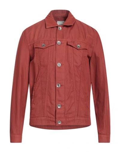 Shop Eleventy Man Jacket Rust Size Xl Cotton, Linen In Red