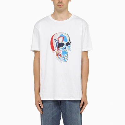 Shop Alexander Mcqueen T-shirt With Solarised Skull Print In White