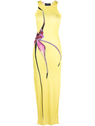 Shop Louisa Ballou Yellow Floral-print Maxi Dress