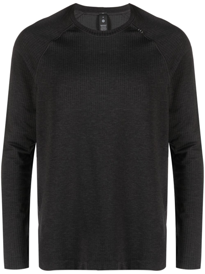Shop Lululemon Grey Metal Vent Tech Long Sleeve T-shirt In 033976 Ggre/blk - Graphite Grey / Black