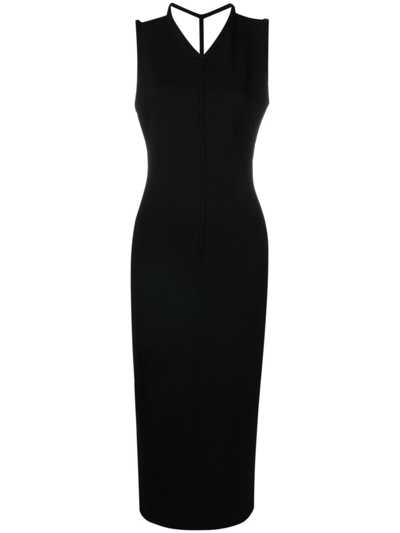 Shop Khaite The Teri Midi Dress - Women's - Viscose/polyester In Black
