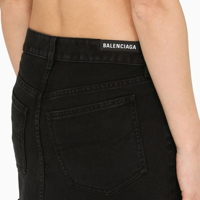Shop Balenciaga Black Cotton Denim Skirt