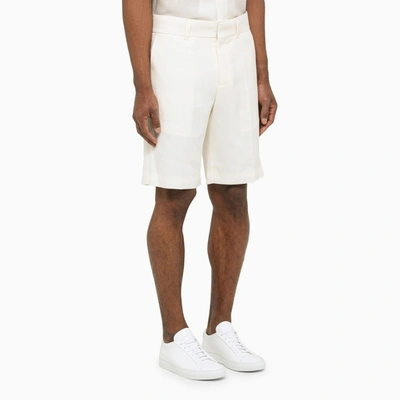 Shop Casablanca White Wool Bermuda Shorts
