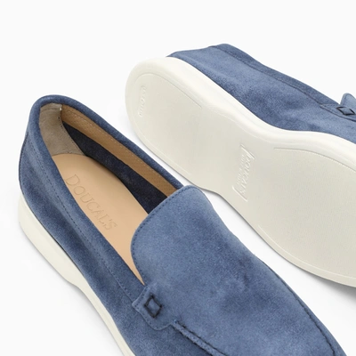 Shop Doucal's Blue Suede Loafer