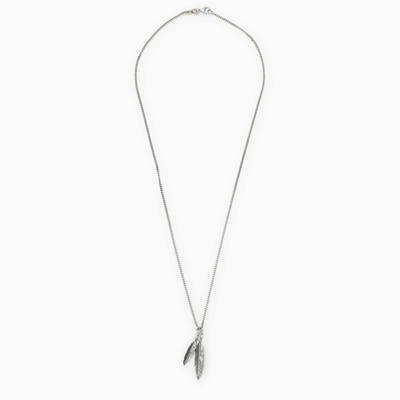 Shop Emanuele Bicocchi 925 Silver Necklace With Feather Pendants