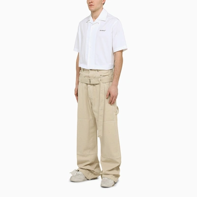 Shop Off-white Off White™ Beige Baggy Trousers
