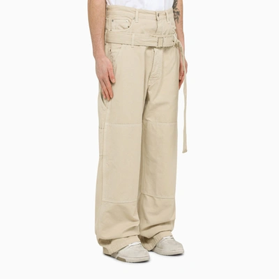 Shop Off-white Off White™ Beige Baggy Trousers