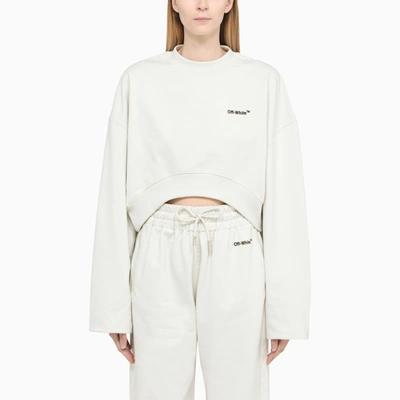 Shop Off-white Off White™ White Cropped Sweatshirt With Logo
