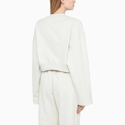 Shop Off-white Off White™ White Cropped Sweatshirt With Logo