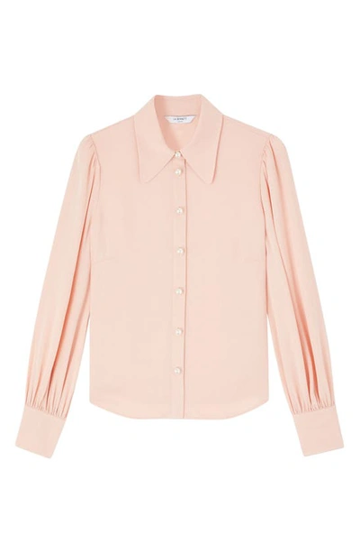 Shop Lk Bennett Sonya Long Sleeve Woven Top In Silver Pink
