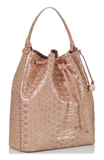 Shop Brahmin Marlowe Croc Embossed Leather Bucket Bag In Cashmere Pink
